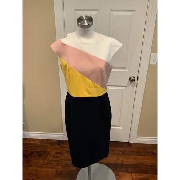 Hugo Boss "Danouk" Crepe Pink Colorblock Shift Dress, Size 8, NWT! $575 - Picture 1 of 7